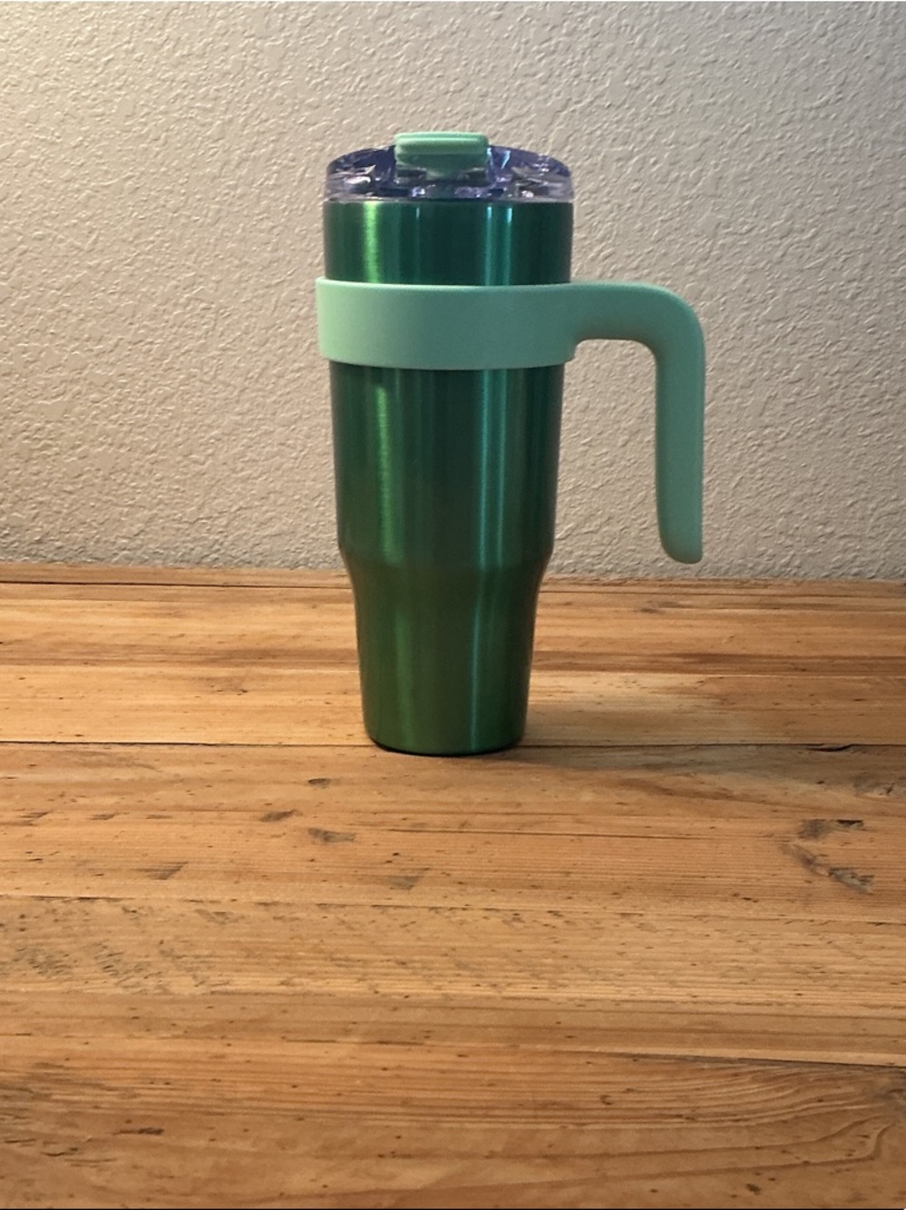 Green Stainless Steel Travel Mug with Mint Handle